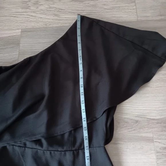 Venus One-Shoulder Draped Front Black Special Occasion Jumpsuit, Women's 10 - Picture 7 of 13